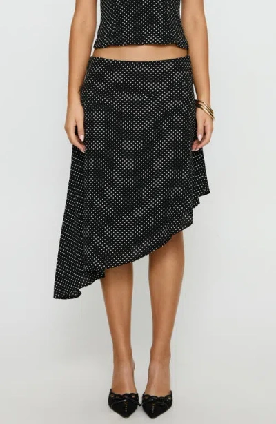 Princess Polly Cabernet Polka Dot Camisole & Asymmetric Skirt Set In Black