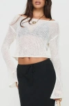 Princess Polly Cafe Pari Open Stitch Off The Shoulder Crop Sweater In White