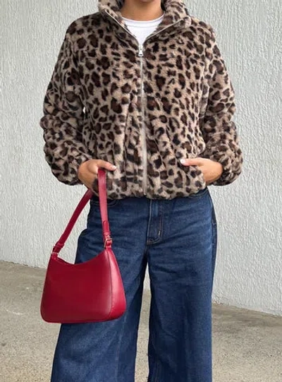Princess Polly Caine Faux Fur Jacket In Leopard