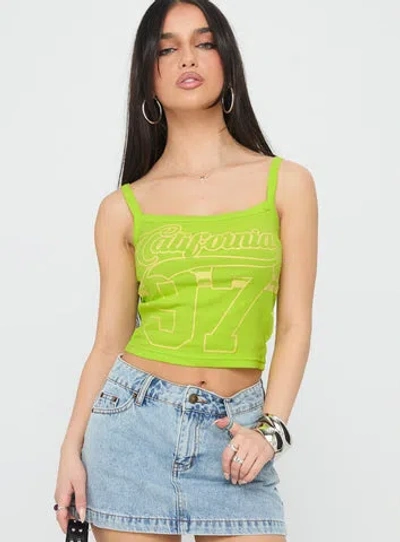 Princess Polly California 97 Sport Graphic Top In Green