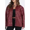 Princess Polly Devija Faux Leather Jacket Burgundy In Dark Red
