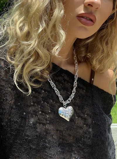 Princess Polly Capree Chunky Heart Necklace In Silver