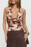 Princess Polly Capulet Floral Lace Cowl Halter Top