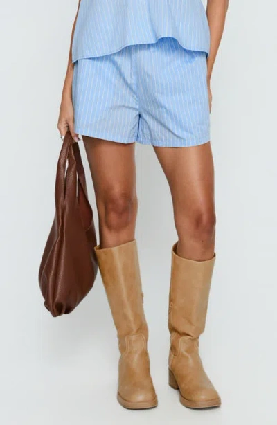 Princess Polly Carambola Striped Mid Rise Shorts In Blue
