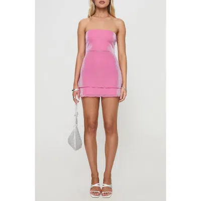 Princess Polly Carette Sparkle Strapless Mesh Minidress In Pink