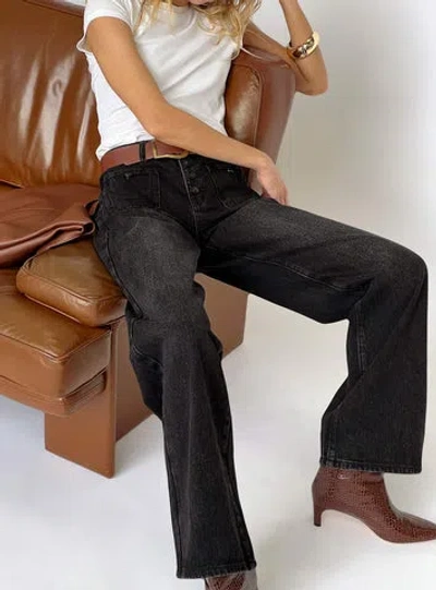 Princess Polly Carianne Low Rise Wide Leg Jeans In Black