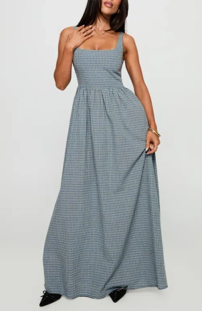 Princess Polly Cartmel Check Maxi Dress In Blue