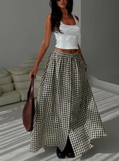 Princess Polly Cartmel Check Maxi Skirt In Black / Cream