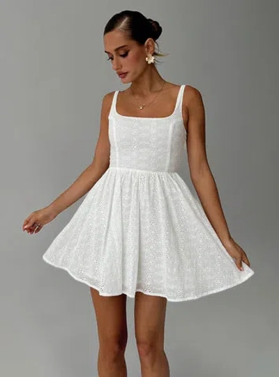 Princess Polly Cartmel Embroidered Mini Dress White