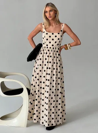 Princess Polly Cartmel Polka Dot Cotton Maxi Dress In Neutral