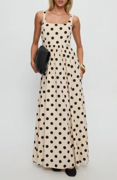 Princess Polly Cartmel Polka Dot Cotton Maxi Dress In Neutral