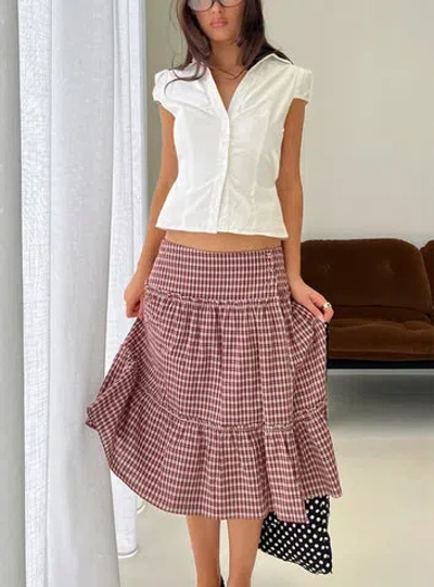 Princess Polly Cascades Low Rise Midi Skirt In Red