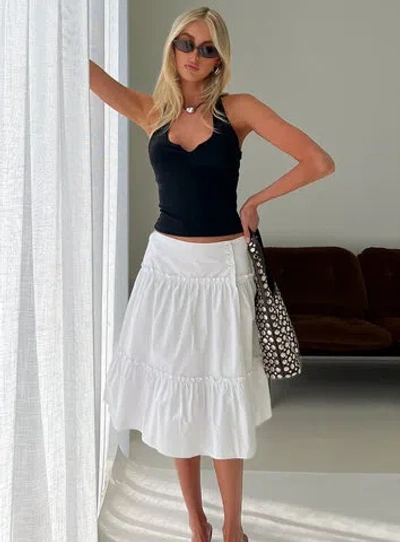 Princess Polly Cascades Low Rise Midi Skirt In White