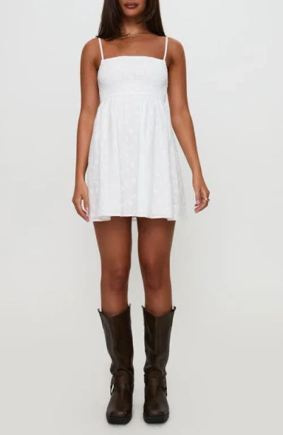 Princess Polly Casie Embroidered Cotton Mini Sundress In White