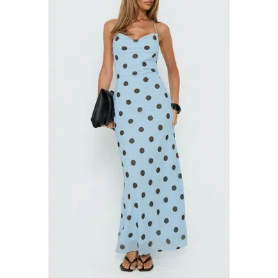 Princess Polly Celena Polka Dotted Maxi Dress In Blue