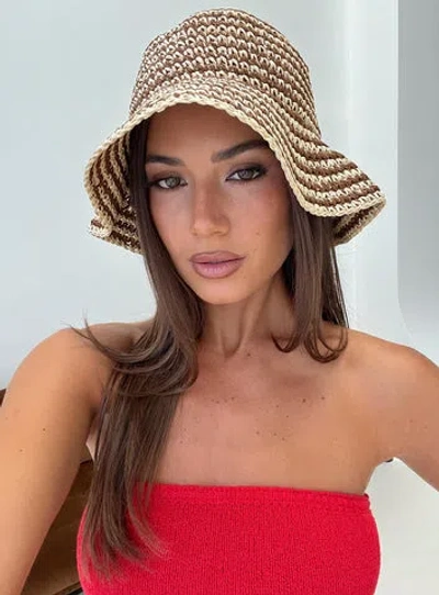 Princess Polly Celestea Woven Bucket Hat In Brown