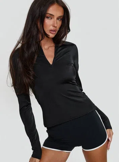 Princess Polly Celosiah Zip Up Collared Top In Black