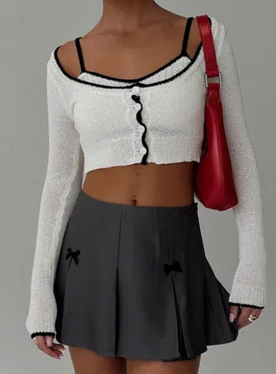 Princess Polly Chacklie Two-piece Top Cream In Cream With Black Stitiching
