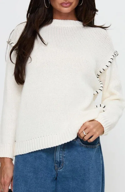 Princess Polly Change The Weather Stitch Detail Crewneck Sweater