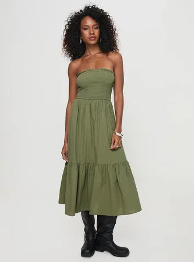 Princess Polly Chani Strapless Maxi Dress In Olive