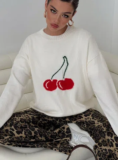 Princess Polly Cherry Dreams Knit Jumper In Cream