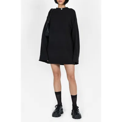 Princess Polly Cheyenne Ottoman Stitch Long Sleeve Sweater Minidress In Black