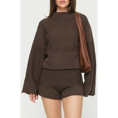 Princess Polly Cheyenne Oversize Sweater & Shorts Set In Brown