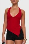 Princess Polly Chilli Asymmetric Halter Top In Red