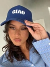 Princess Polly Ciao Trucker Hat Blue / White