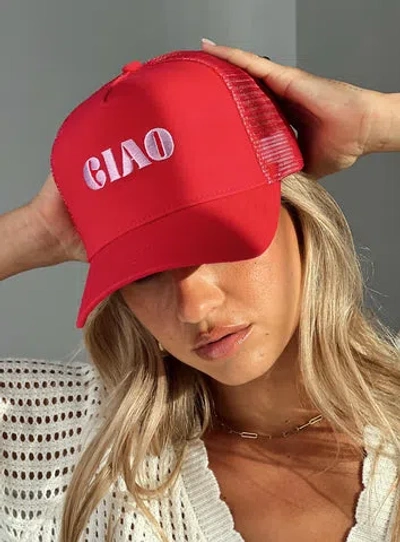 Princess Polly Ciao Trucker Hat In Red/pink