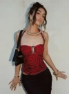 Princess Polly Cielo Mesh Halter Top In Red Zebra