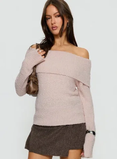 Princess Polly Clairissa Off Shoulder Knit Sweater In Pink
