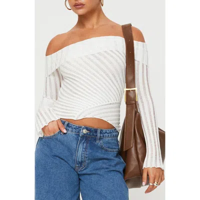 Princess Polly Cloud Off The Shoulder Sweater In White
