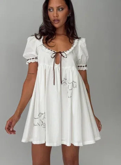 Princess Polly Cloudy Babydoll Contrast Trim Mini Dress In White