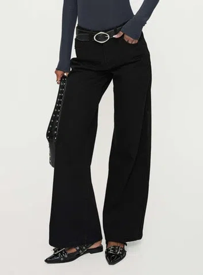 Princess Polly Colemane Mid Rise Denim Jeans In Black