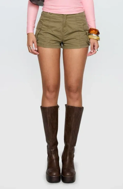 Princess Polly Colonel Cotton Poplin Cargo Shorts In Green