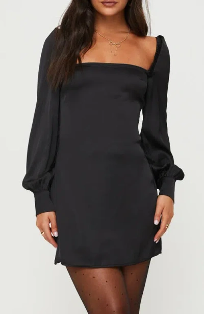 Princess Polly Cottee Long Sleeve Satin Minidress In Black