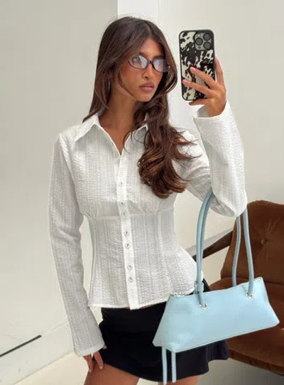 Princess Polly Cottesloe Long Sleeve Blouse Top In White