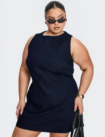 Princess Polly Curve Ainsleigh Shift Denim Playsuit In Blue