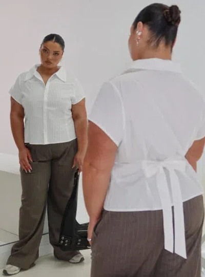 Princess Polly Curve Akiyo Button Up Blouse Top In White