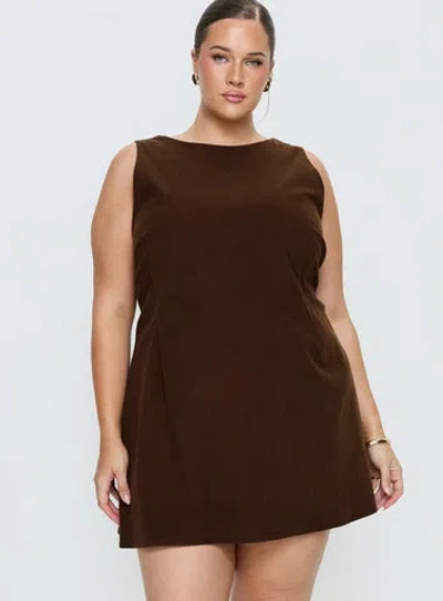 Princess Polly Curve Alfalfa Corduroy Mini Dress In Brown