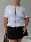 Princess Polly Curve Alistair Bow Tie Top In Blue / White Stripe