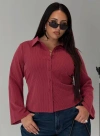 Princess Polly Curve Anni Pinstripe Shirt In Red