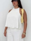 Princess Polly Curve Aquaria Halter Linen Blend Top