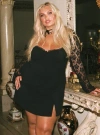 Princess Polly Curve Ashwood Lace Sleeve Mini Dress In Black