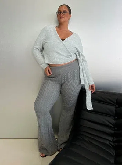 Princess Polly Curve Baleigh Cable Knit Foldover Pants In Gray