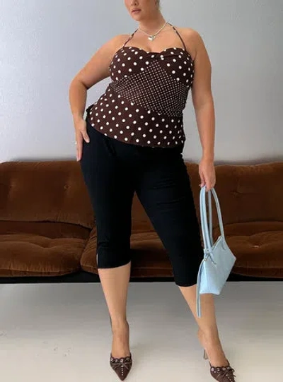 Princess Polly Curve Baseline Rib Capri Pants In Black