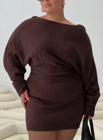 Princess Polly Curve Bellamie Long Sleeve Mini Dress In Chocolate