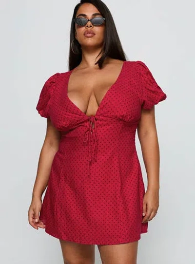 Princess Polly Curve Beloved Puff Sleeve Linen Blend Mini Dress