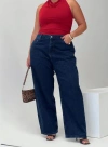 Princess Polly Curve Britta Mid Rise Tapered Leg Jeans In Dark Wash
